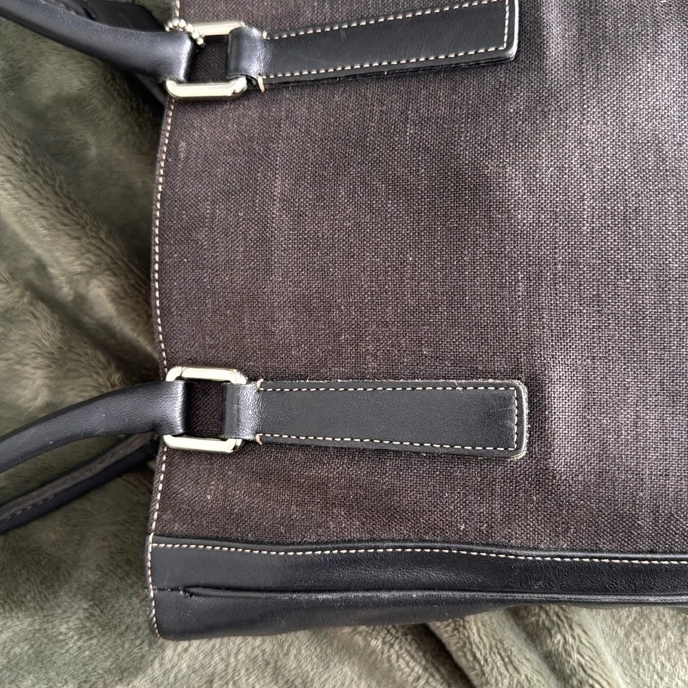Coach Vintage Classic Legacy Brown Leather and Linen Bonnie Bucket Tote